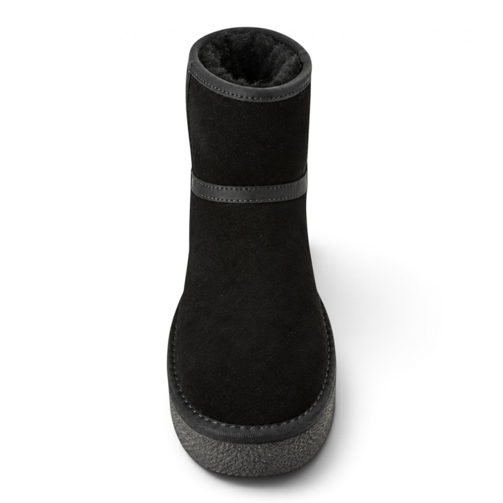 ada-shoes.ro Pass Collection black suede slip-on ankle boots with thick textile lining and platform sole