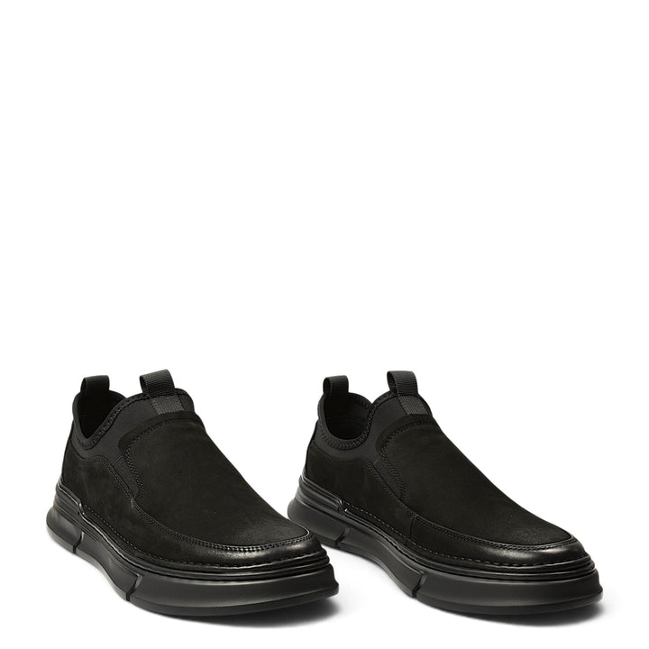 ada-shoes.ro Franco Gerardo F697-N black suede slip-on sneakers with flexible soles and elastic inserts