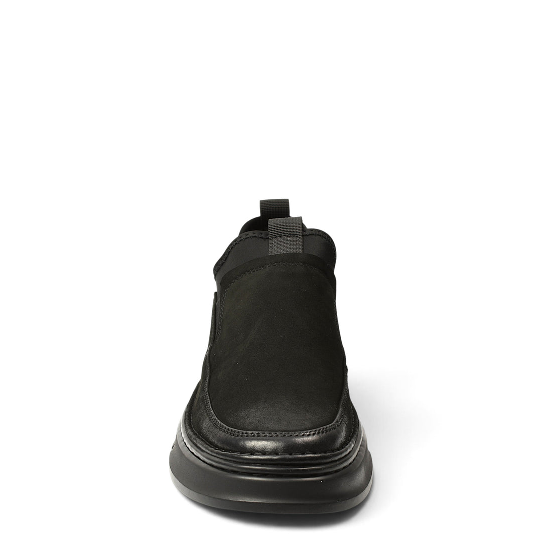 ada-shoes.ro Franco Gerardo black suede slip-on sneakers with elastic inserts and a flexible 3cm sole.