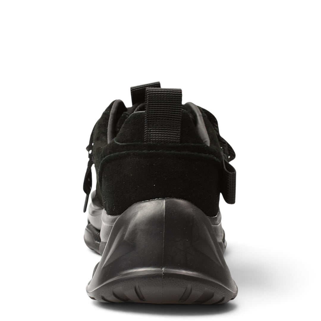 Back view of black suede Franco Gerardo sneakers with a thick, flexible platform sole from ada-shoes.ro