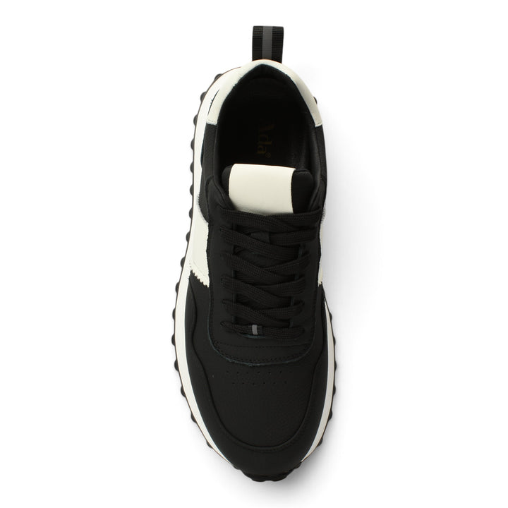 ada-shoes.ro black and white leather sneakers with lace-up closure, top-down view
