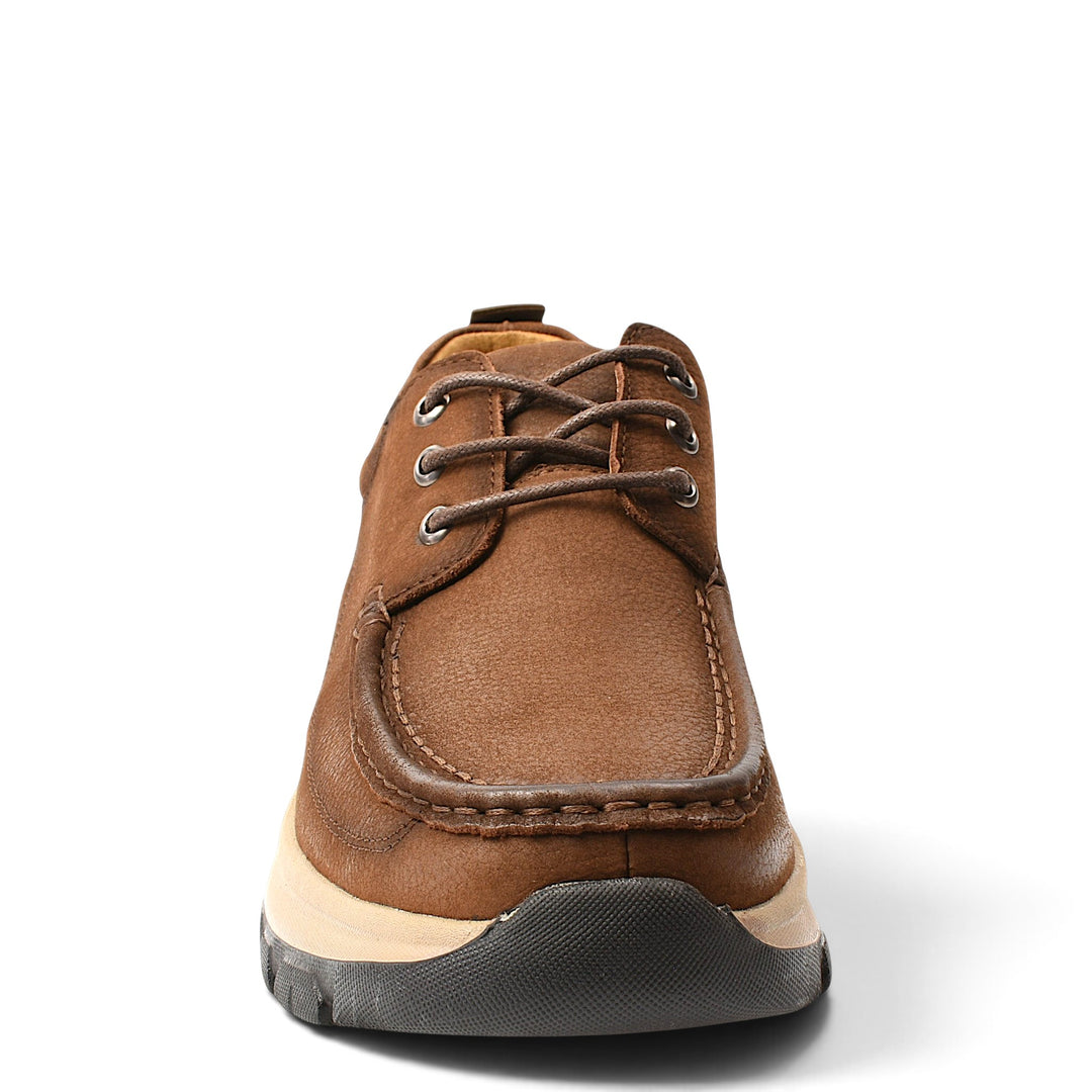 ada-shoes.ro Mels brown leather casual shoes with lace-up closure and thick rubber sole, front view