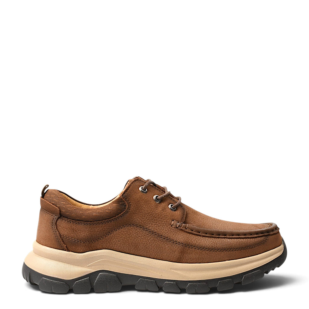 ada-shoes.ro Mels casual brown leather shoes with a thick beige and black rubber sole for comfort