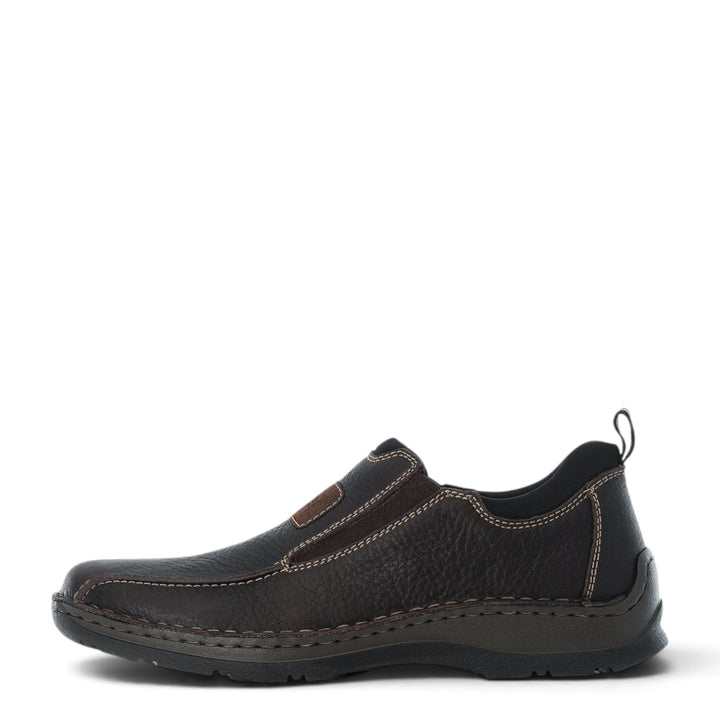 ada-shoes.ro brown leather Rieker Antistress casual slip-on shoes with elastic side panels and wide fit