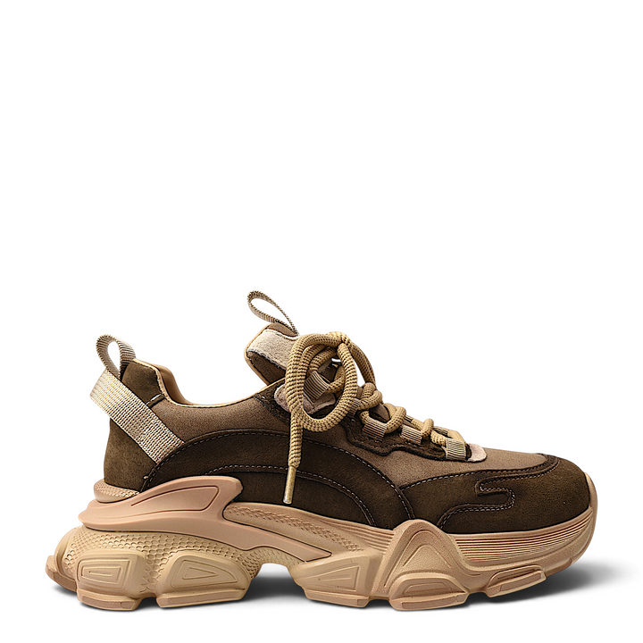 ada-shoes.ro Franco Gerardo brown and beige leather sneakers with chunky soles and lace-up closure