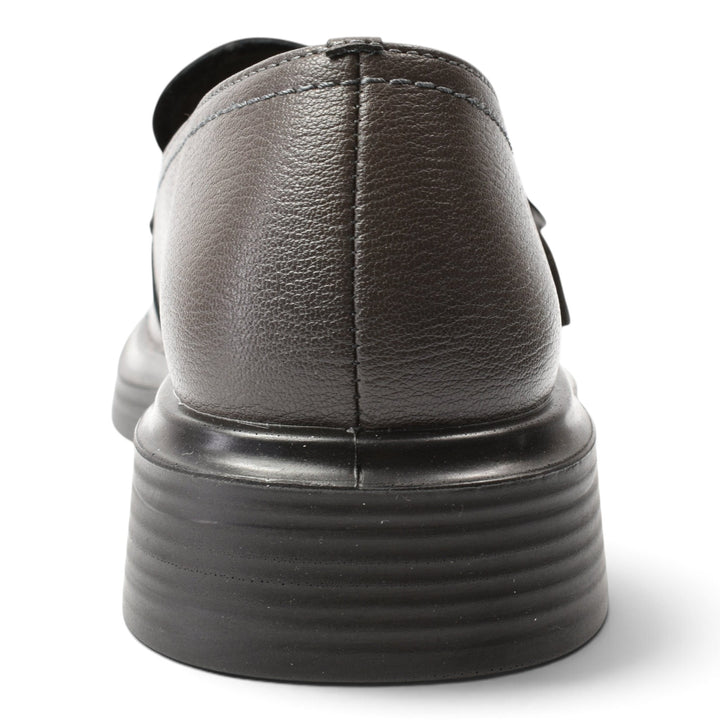 Back view of Anna Viotti dark brown leather casual loafers with a thick ribbed sole from ada-shoes.ro