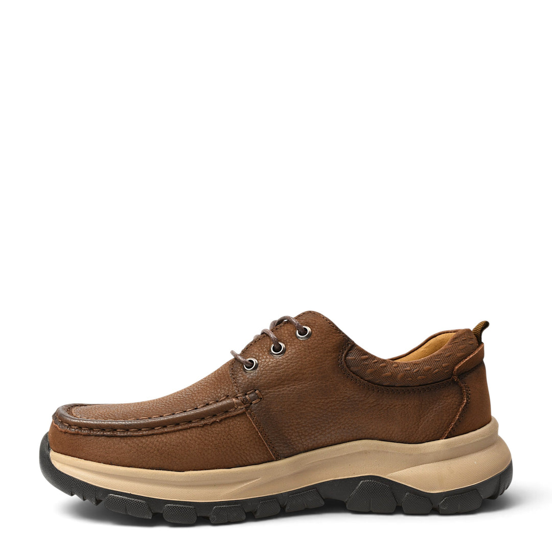 ada-shoes.ro brown leather casual sneakers with lace-up closure and flexible rubber sole for men