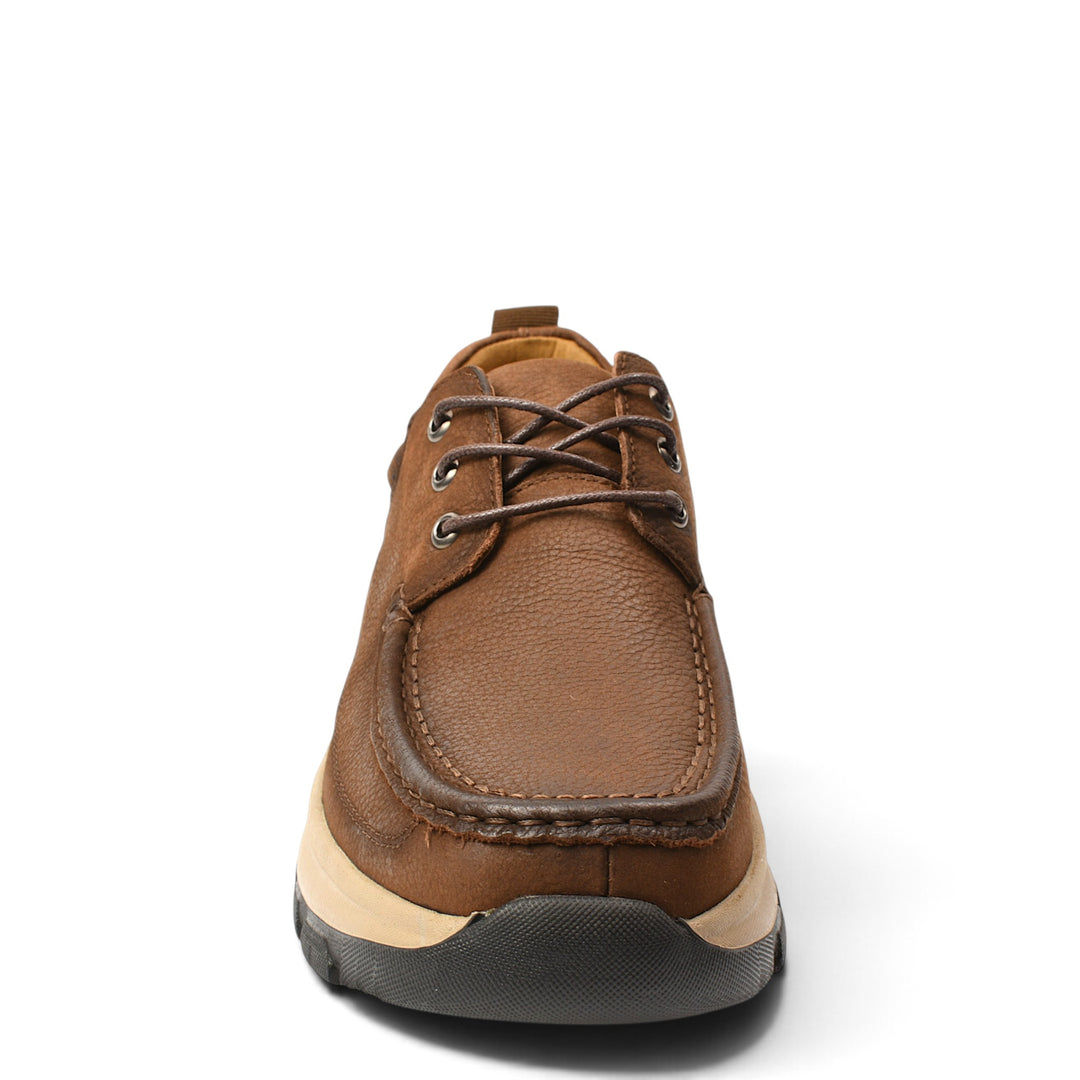ada-shoes.ro brown leather casual sneakers with lace-up closure and flexible sole, front view
