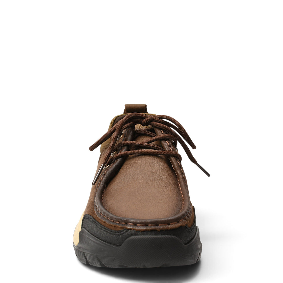 ada-shoes.ro brown leather casual sneakers with lace-up closure and flexible sole for men