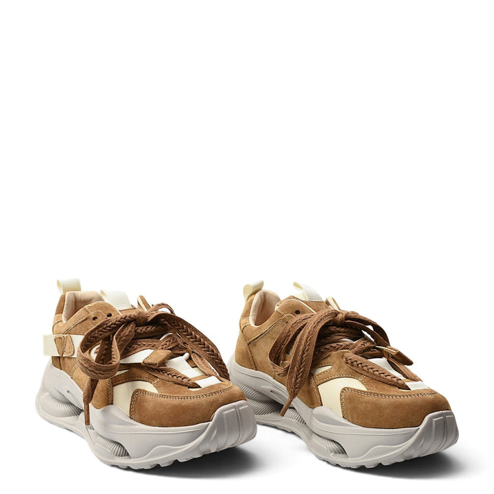 ada-shoes.ro Franco Gerardo brown suede sneakers with thick white platform soles and lace-up closure