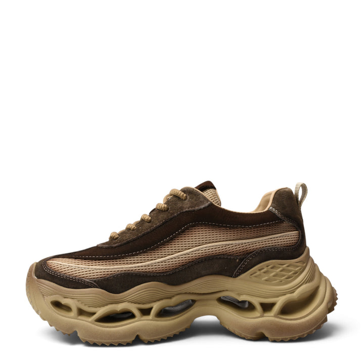ada-shoes.ro brown suede sneakers with a chunky, flexible 5cm platform sole and lace-up closure for casual wear.