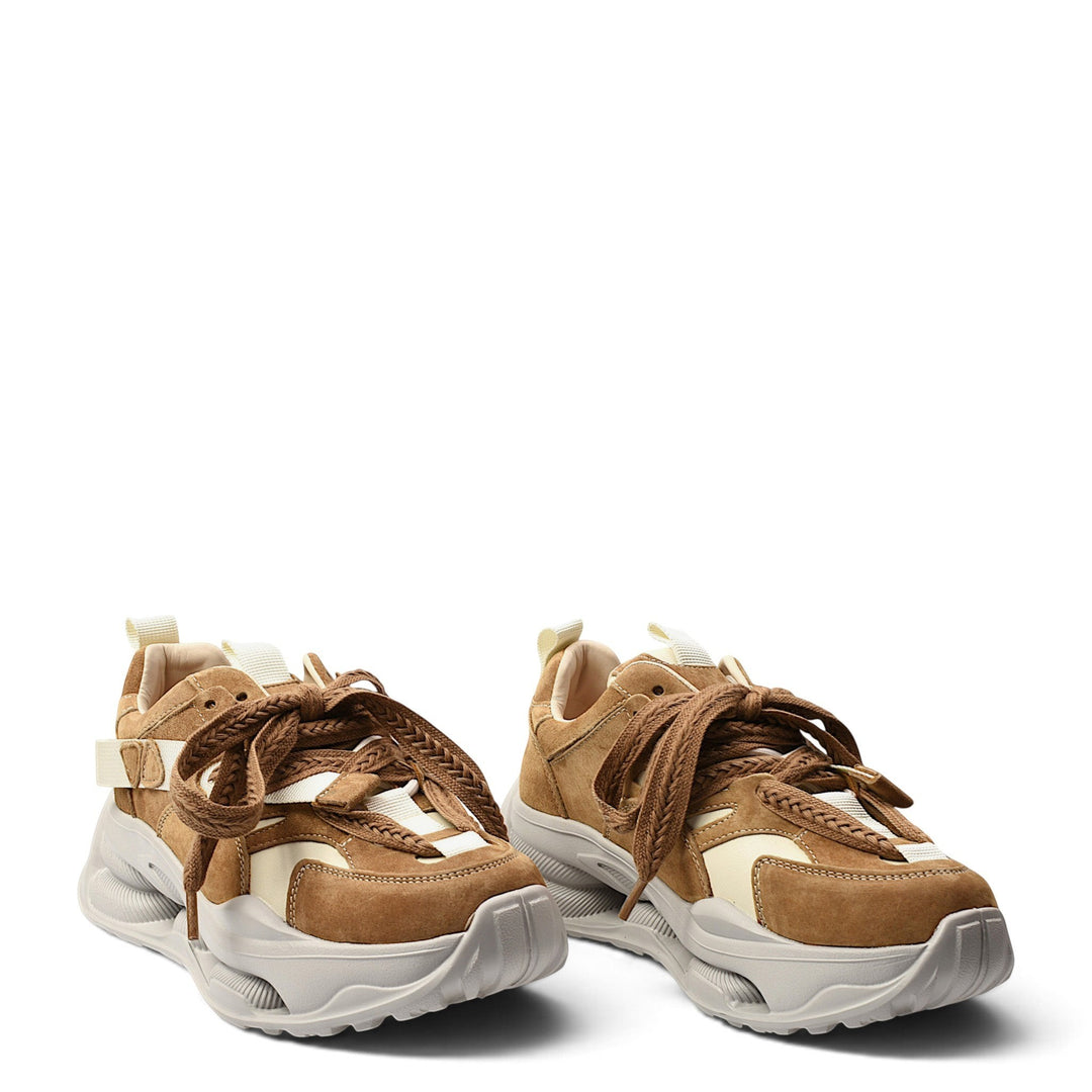 ada-shoes.ro Franco Gerardo brown suede sneakers with thick white platform soles and lace-up closure
