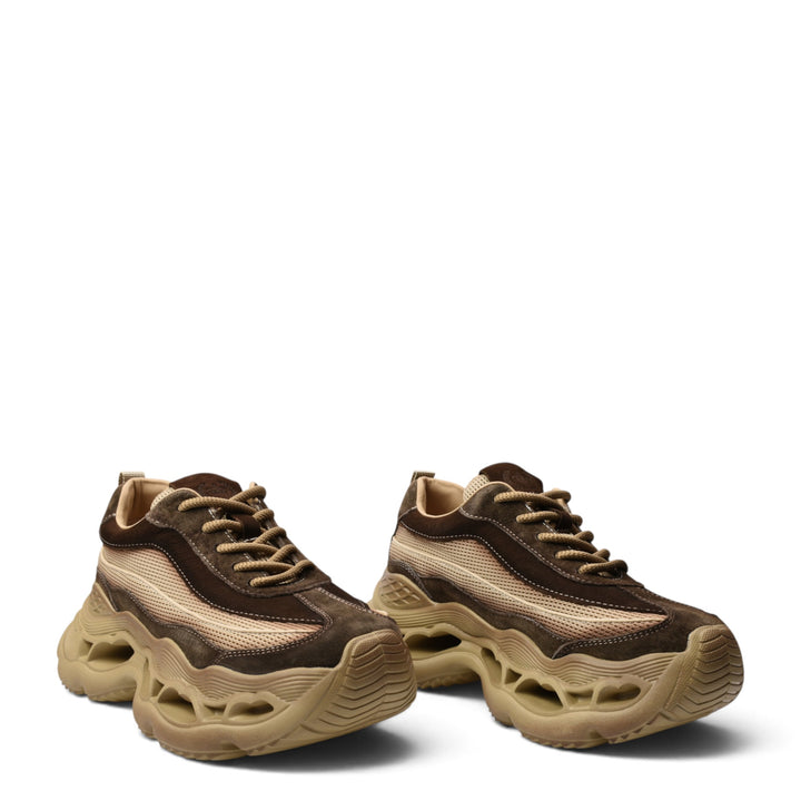 ada-shoes.ro brown suede sneakers with a chunky 5cm platform sole and lace-up closure for a modern casual style
