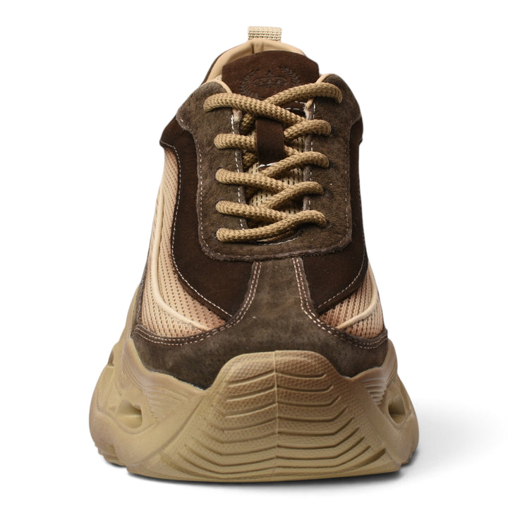 ada-shoes.ro brown suede and mesh sneakers with a chunky 5cm platform sole and lace-up closure for casual wear