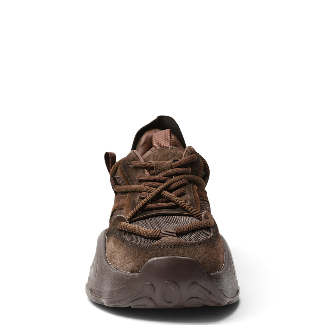 ada-shoes.ro Franco Gerardo brown suede and textile sneakers with lace-up closure and chunky platform sole