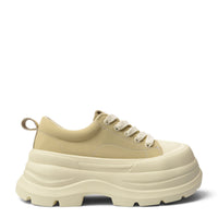 ada-shoes.ro cream leather casual sneakers with a thick 5cm platform sole and lace-up closure