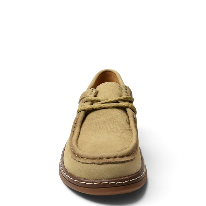 ada-shoes.ro Formazione 898 casual cream suede shoes with lace-up closure and flexible sole, front view
