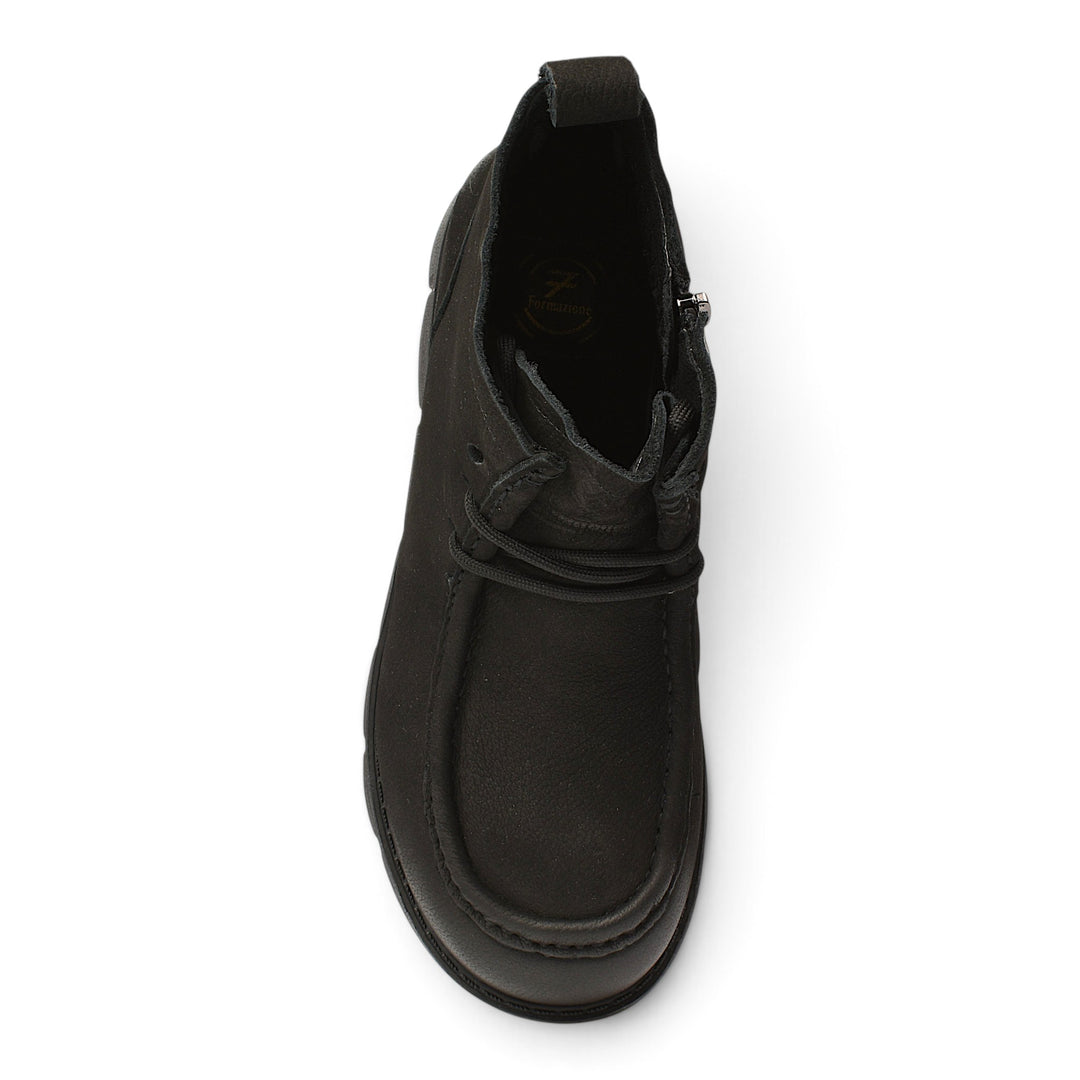 ada-shoes.ro Formazione black casual ankle boots with lace-up and zipper closure, featuring a comfortable leather insole