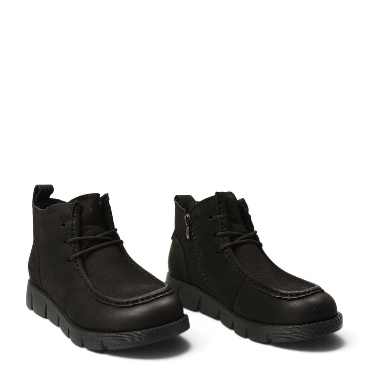 ada-shoes.ro Formazione black casual ankle boots with lace-up and zipper closure, featuring a flexible 3cm sole.