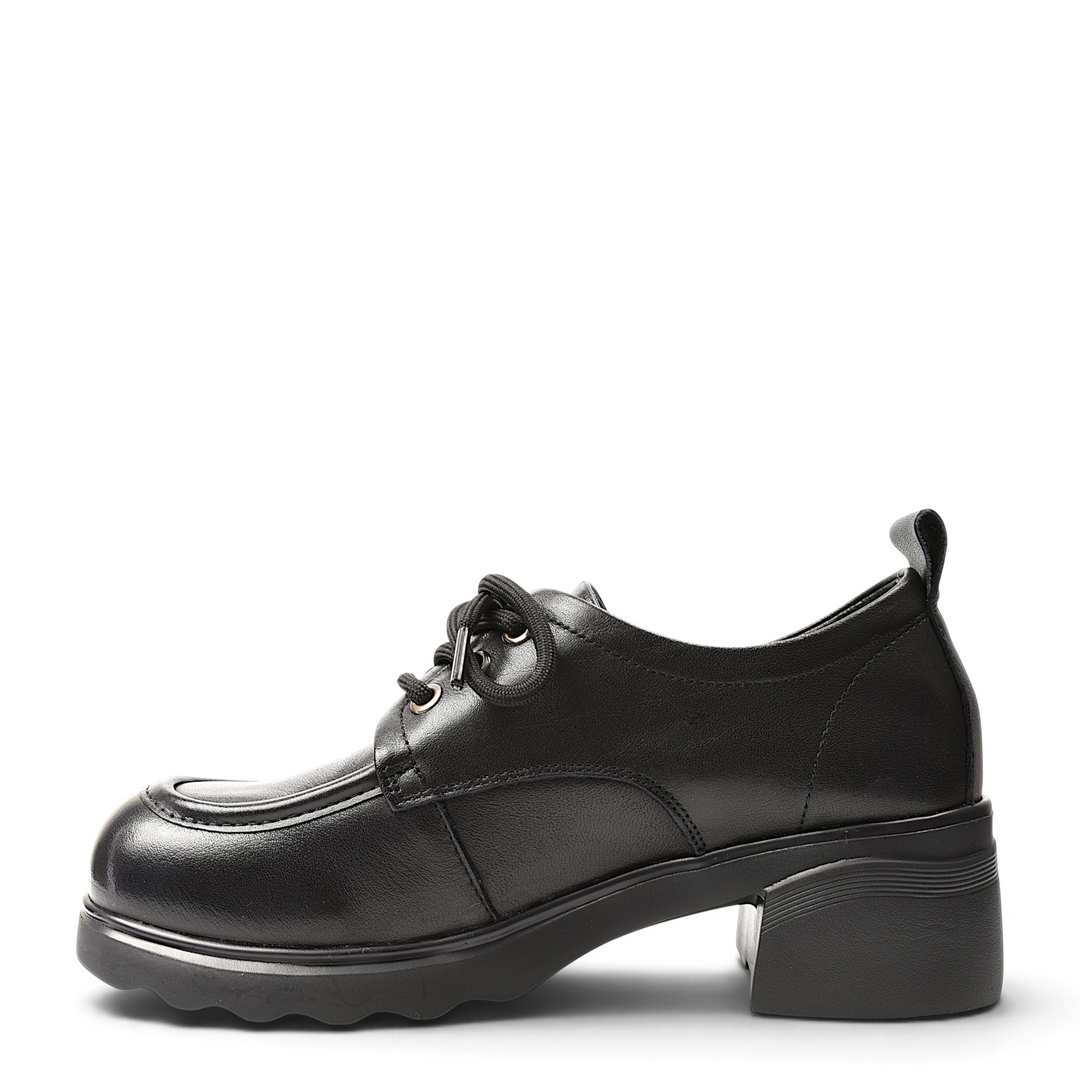 ada-shoes.ro Formazione black leather casual shoes with lace-up closure and 4.5 cm platform sole, side view