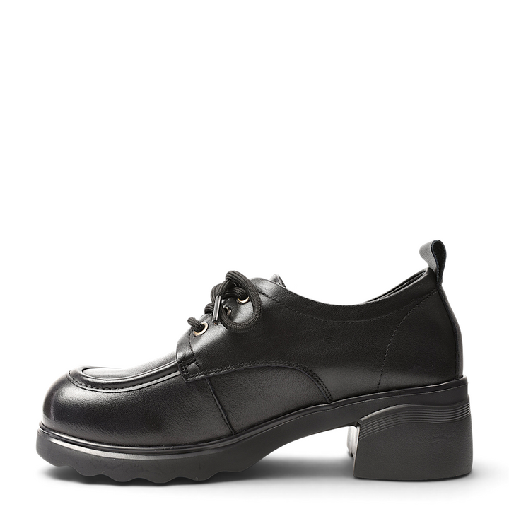 ada-shoes.ro Formazione black leather casual shoes with lace-up closure and 4.5 cm platform sole, side view