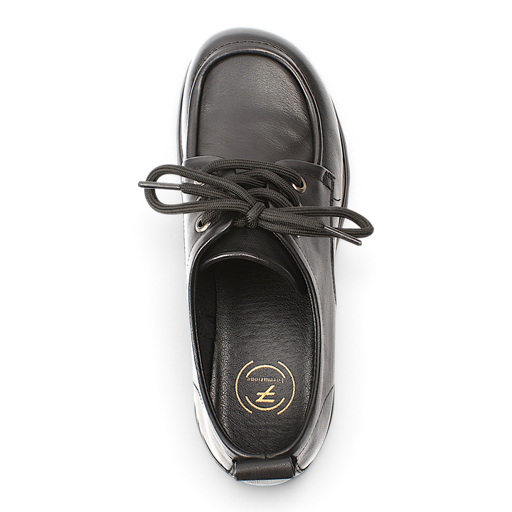 ada-shoes.ro Formazione black leather casual shoes with lace-up closure and comfortable insole, top view