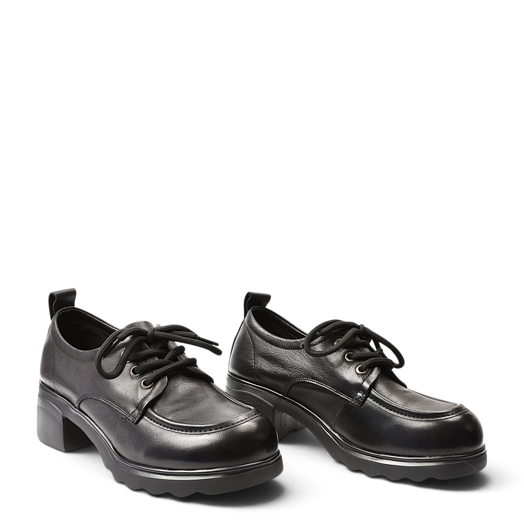 ada-shoes.ro Formazione black leather casual shoes with lace-up closure and 4.5 cm flexible platform sole