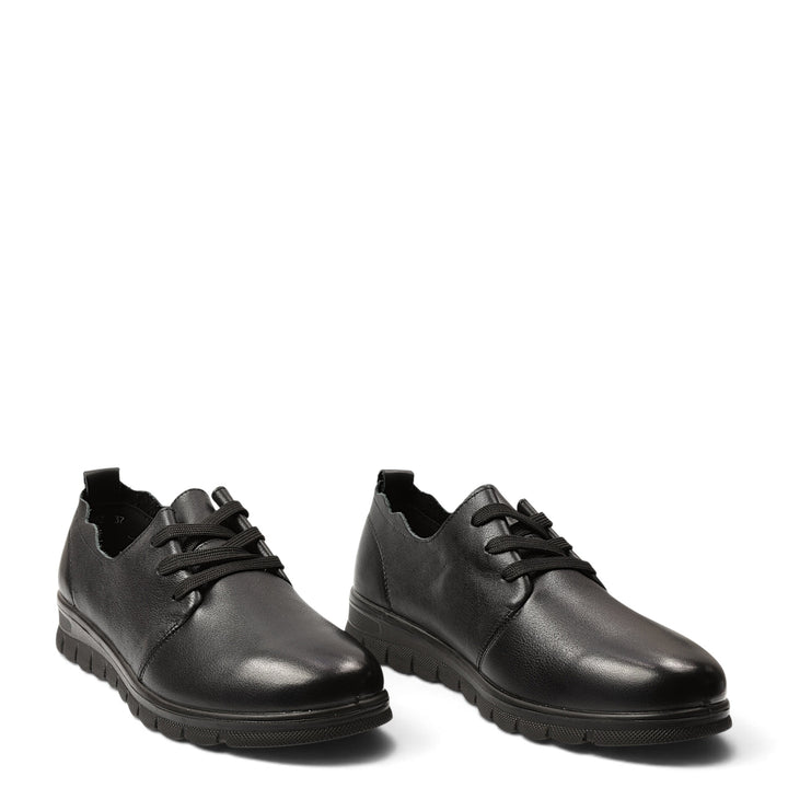 ada-shoes.ro Formazione black leather casual shoes with lace-up closure, flexible stitched sole, and comfortable fit.