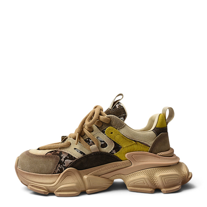 ada-shoes.ro Franco Gerardo beige leather casual sneakers with chunky platform sole and lace-up closure