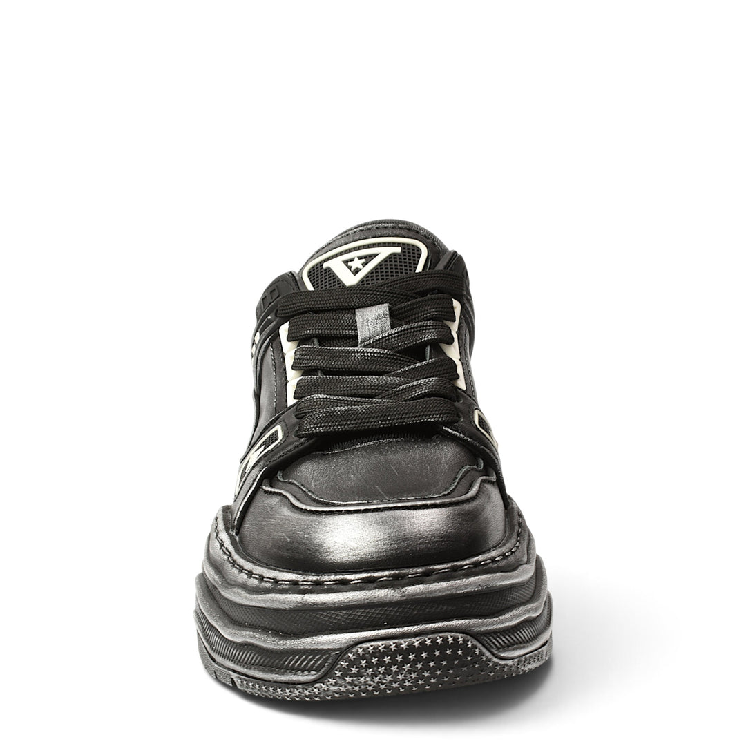 ada-shoes.ro Franco Gerardo black leather sneakers with a thick platform sole and lace-up closure