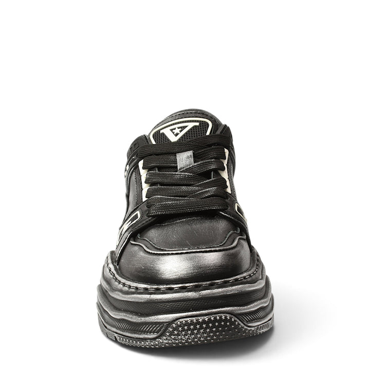 ada-shoes.ro Franco Gerardo black leather sneakers with a thick platform sole and lace-up closure