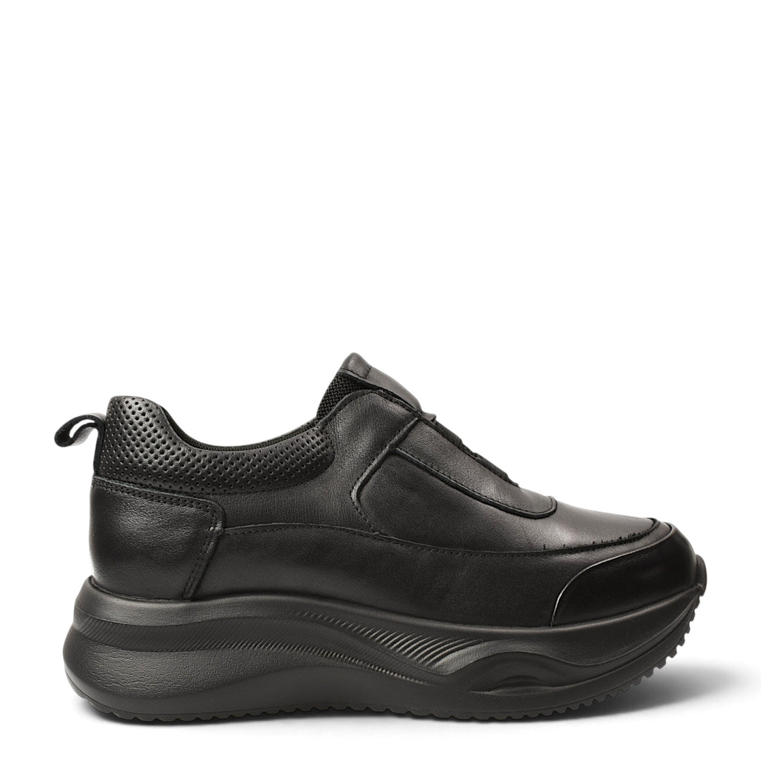 ada-shoes.ro Franco Gerardo black leather and textile sneakers with a flexible platform sole and slip-on design