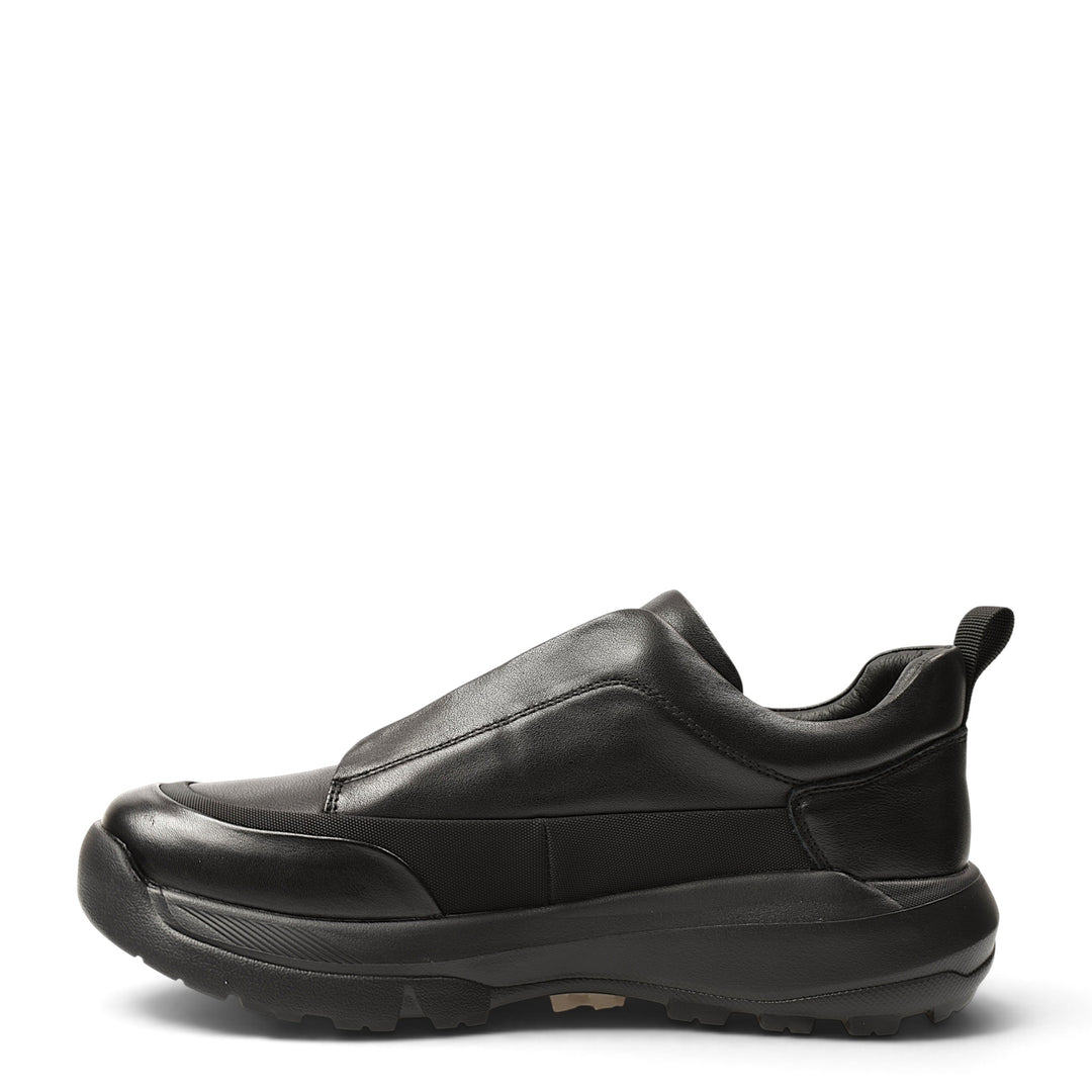 ada-shoes.ro Franco Gerardo black leather sneakers with elastic inserts and a thick flexible sole for casual wear