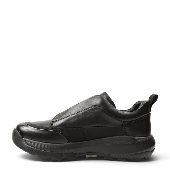 ada-shoes.ro Franco Gerardo black leather sneakers with elastic inserts and a thick flexible sole for casual wear