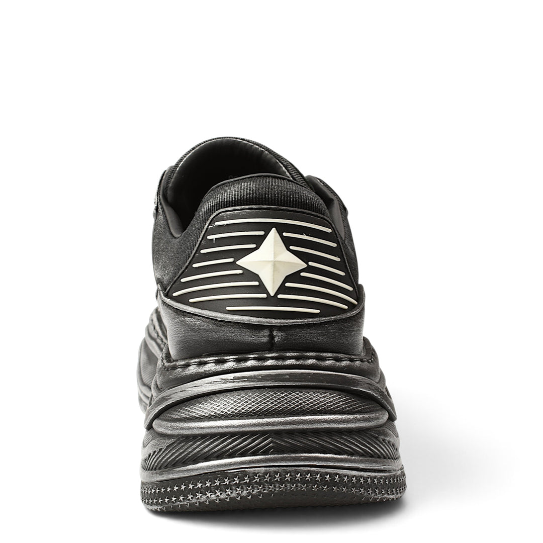 ada-shoes.ro Franco Gerardo black leather sneakers featuring a thick 5cm flexible sole and rear star detail