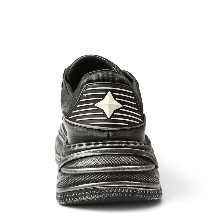ada-shoes.ro Franco Gerardo black leather sneakers featuring a thick 5cm flexible sole and rear star detail