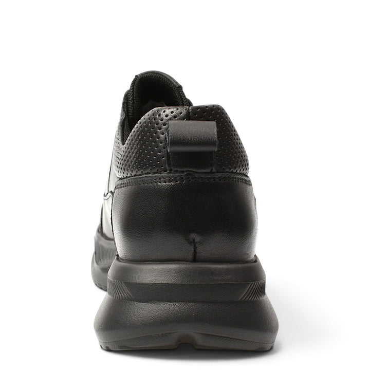 Back view of black Franco Gerardo sneakers from ada-shoes.ro, featuring perforated leather and a thick flexible sole.