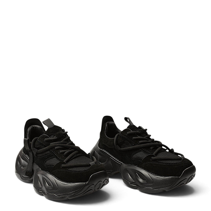 ada-shoes.ro Franco Gerardo 2586-N black suede and textile sneakers with a chunky flexible sole and lace-up closure.
