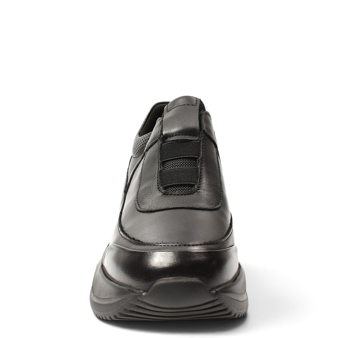 ada-shoes.ro Franco Gerardo black leather and textile sneakers with elastic inserts and flexible platform sole