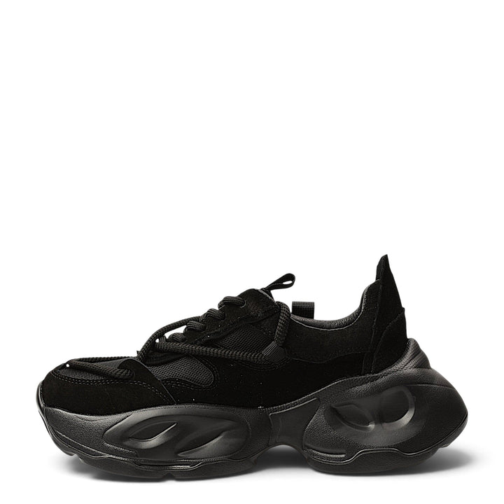 ada-shoes.ro Franco Gerardo black suede and textile sneakers with a chunky platform sole and lace-up closure