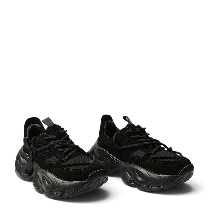ada-shoes.ro Franco Gerardo 2586-N black suede and textile sneakers with a chunky flexible sole and lace-up closure.