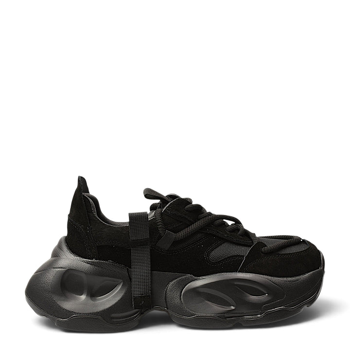 ada-shoes.ro Franco Gerardo 2586-N black suede and textile sneakers with a chunky, flexible platform sole.