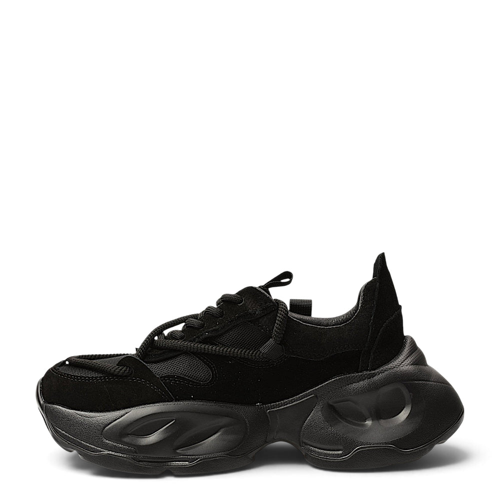 ada-shoes.ro Franco Gerardo black suede and textile sneakers with a chunky platform sole and lace-up closure