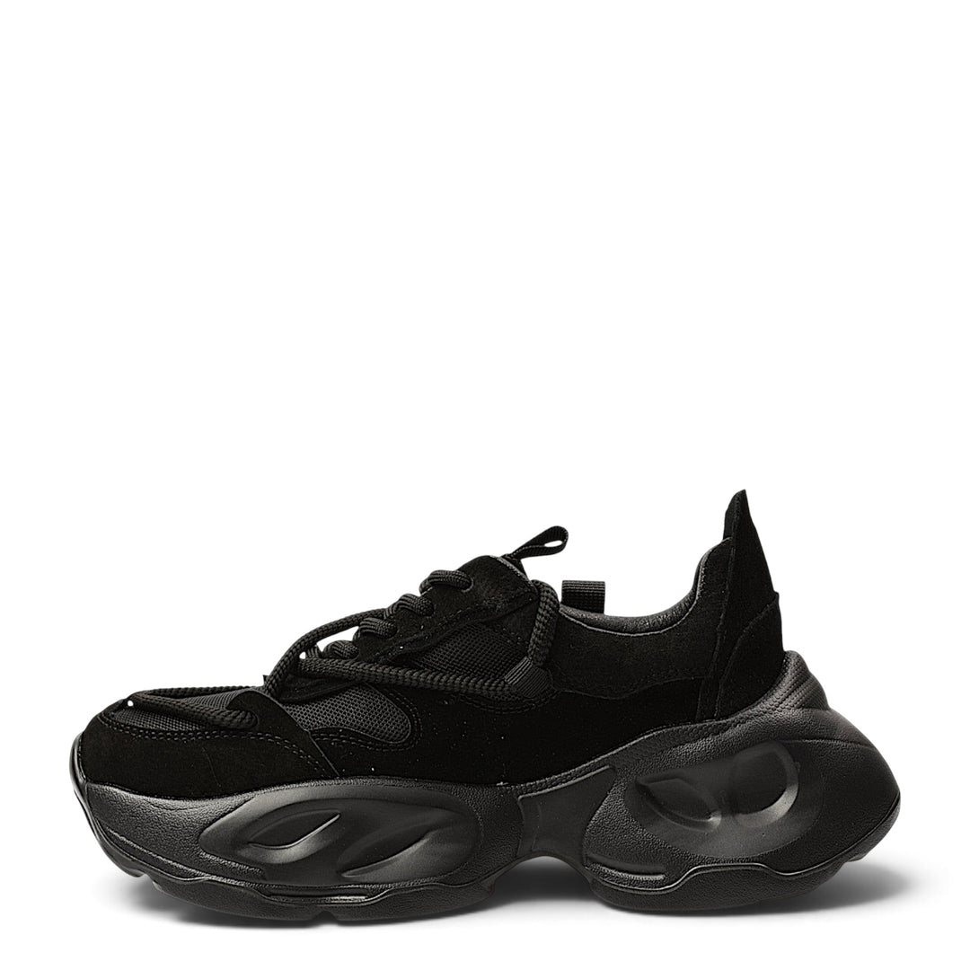 ada-shoes.ro Franco Gerardo black suede and textile sneakers with a chunky platform sole and lace-up closure