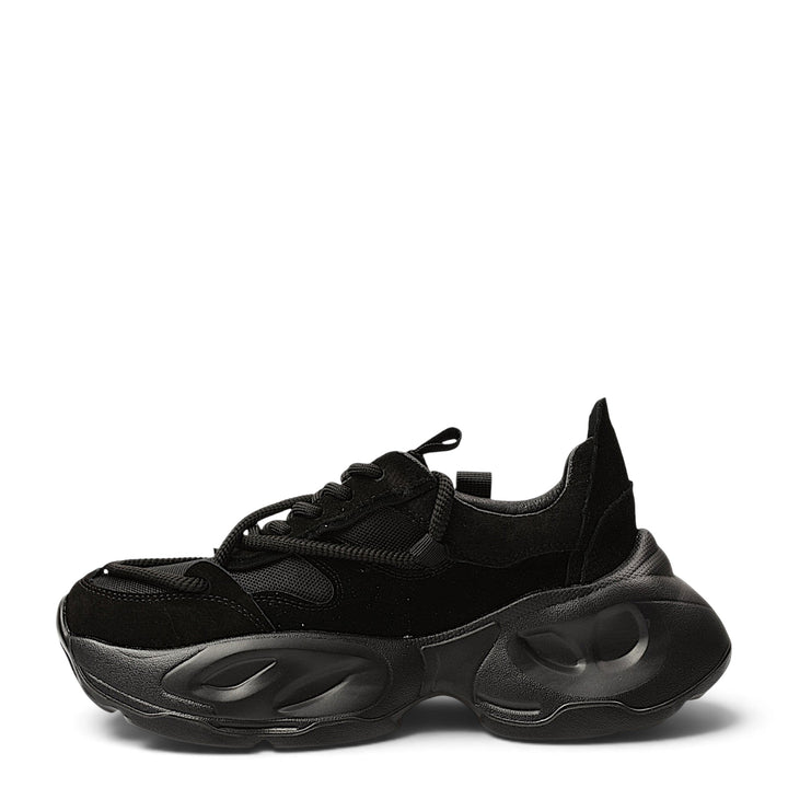 ada-shoes.ro Franco Gerardo black suede and textile sneakers with a chunky platform sole and lace-up closure
