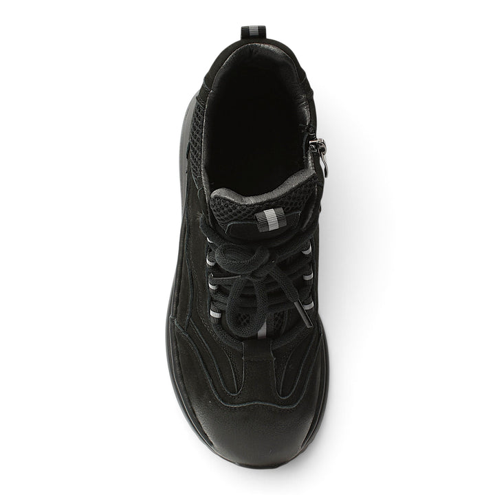 ada-shoes.ro Franco Gerardo black suede casual boots with lace-up and zipper closure, top view