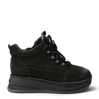 ada-shoes.ro Franco Gerardo black suede casual boots with platform sole, lace-up and zipper closure
