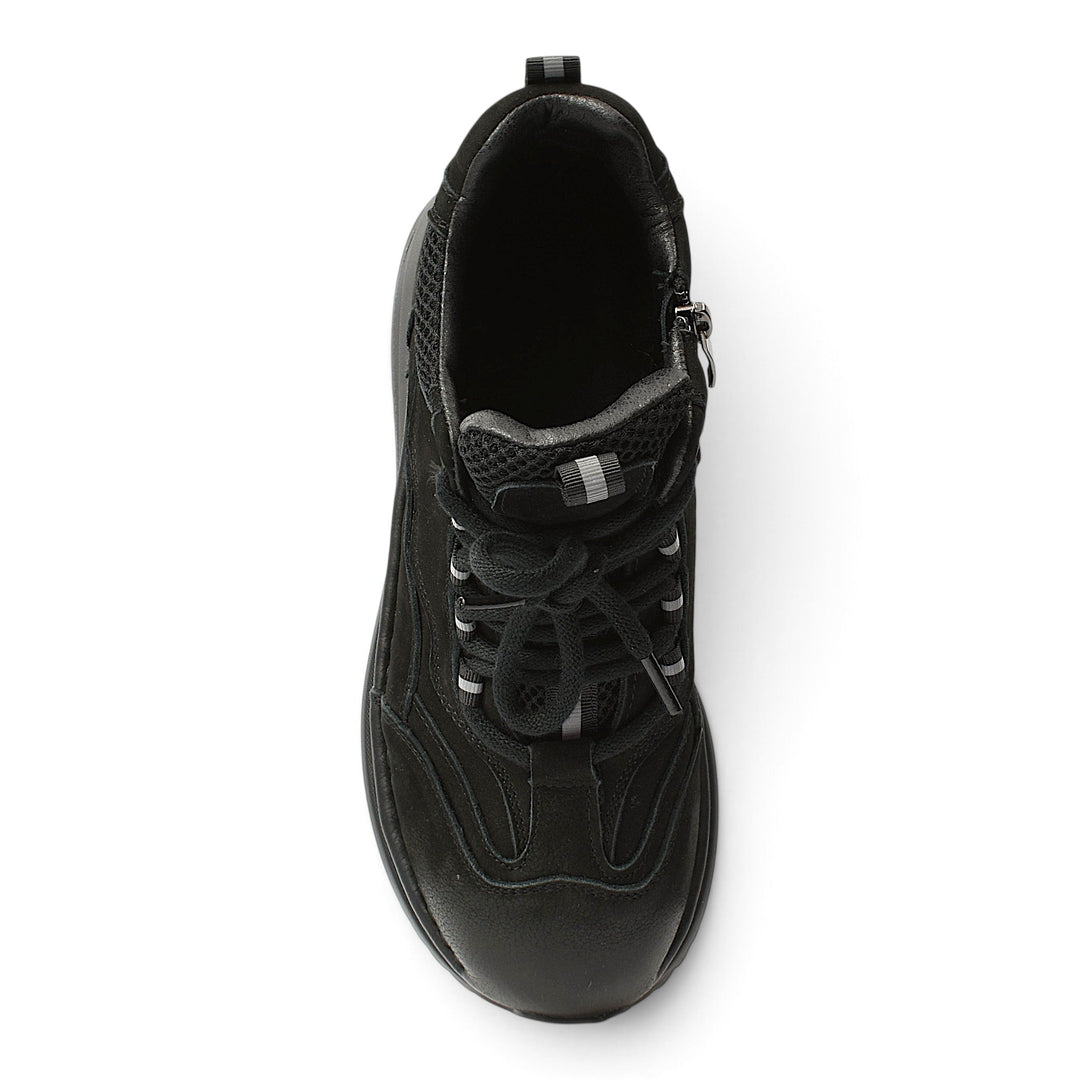ada-shoes.ro Franco Gerardo black suede casual boots with lace-up and zipper closure, top view