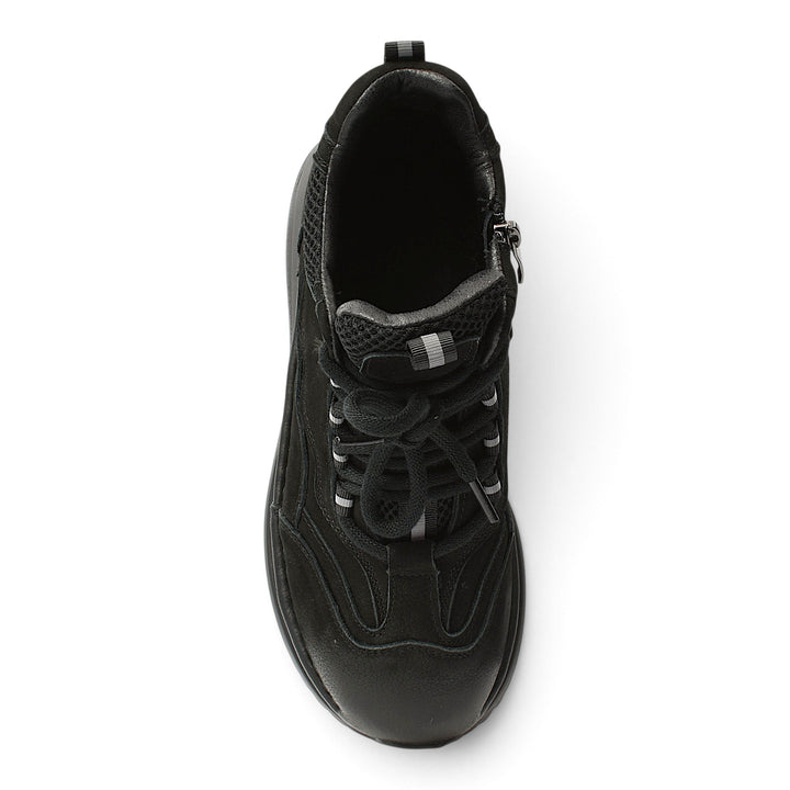 ada-shoes.ro Franco Gerardo black suede casual boots with lace-up and zipper closure, top view
