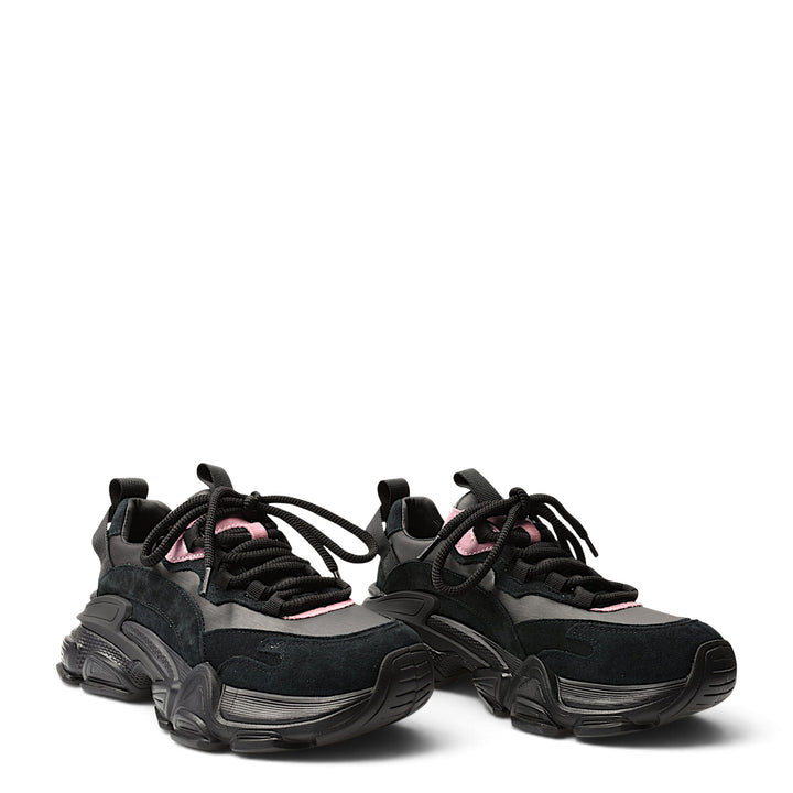 ada-shoes.ro Franco Gerardo black suede chunky sneakers with pink accents and lace-up closure for casual wear